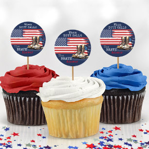 Militaire laarzen US Flag BLUE Going Away Party Pi Ronde Sticker