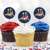 Militaire laarzen US Flag BLUE Going Away Party Pi Ronde Sticker