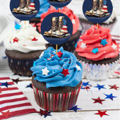 Militaire laarzen US Flag BLUE Going Away Party Pi Ronde Sticker