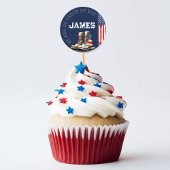 Militaire Laarzen Vlag BLAUW Gaande Weg Party Pick Ronde Sticker