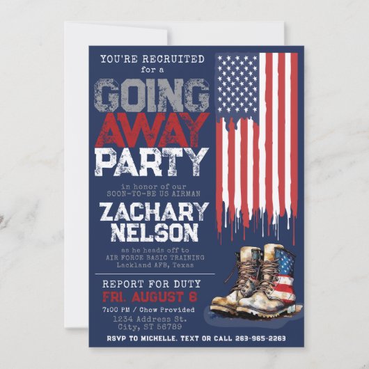 Militaire Laarzen Vlag BLAUW Ging Away Farewell Pa Kaart (Voorkant)