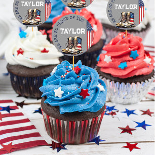 Militaire laarzen Vlag GRIJS Gaande Weg Party Pick Ronde Sticker