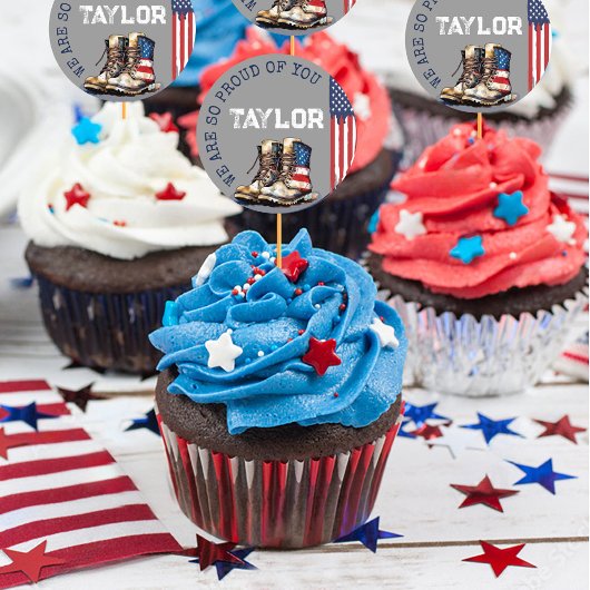 Militaire laarzen Vlag GRIJS Gaande Weg Party Pick Ronde Sticker