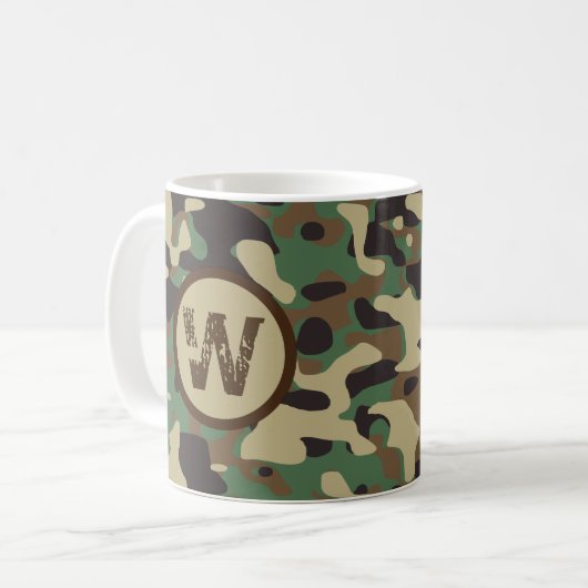 Militaire Leger Camouflage Monogrammed Koffiemok (Voorkant links)