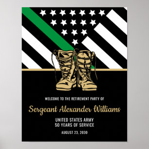Militaire Leger Pensioen Groene Lijn Vlag Patriott Poster