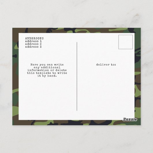 Militaire Leger VS Vlag Verjaardag Uitnodiging (Achterkant)