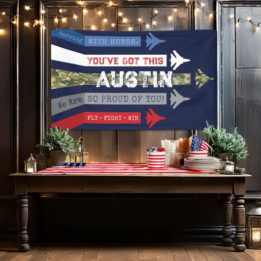 Militaire luchtmacht Jets gaan weg afscheidsfeest Spandoek