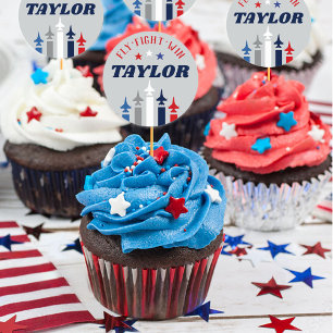 Militaire luchtmacht weggaan partij cupcake picks ronde sticker