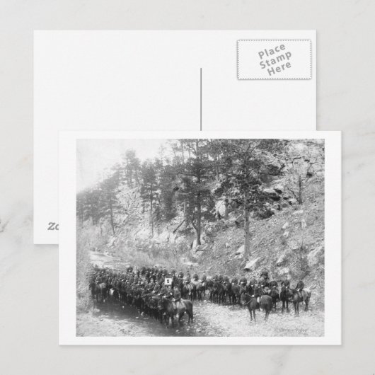 Militaire Mannen in rijen op foto van Horseback Briefkaart (Voorkant / Achterkant)