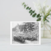 Militaire Mannen in rijen op foto van Horseback Briefkaart (Staand voorkant)