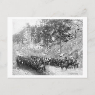 Militaire Mannen in rijen op foto van Horseback Briefkaart