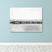 Militaire Mannen met 70 Lakota Indische scouts Canvas Afdruk (Insitu (Houten vloer))