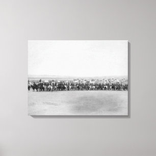 Militaire Mannen met 70 Lakota Indische scouts Canvas Afdruk