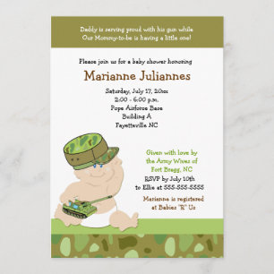 Militaire mariniers 5x7 Baby shower Uitnodiging