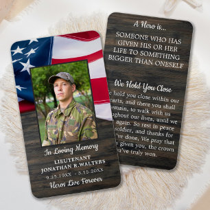 Militaire Memorial Flag Fallen Soldier Prayer Kaar Visitekaartje