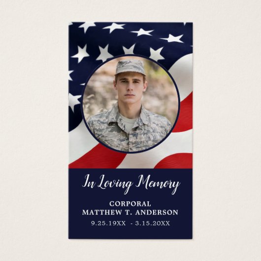 Militaire Memorial Soldaat USA Flag Prayer Kaart (Voorkant)