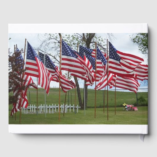 Militaire Memorial voor Amerikaanse vlaggen en kru Gastenboek (Achterkant)