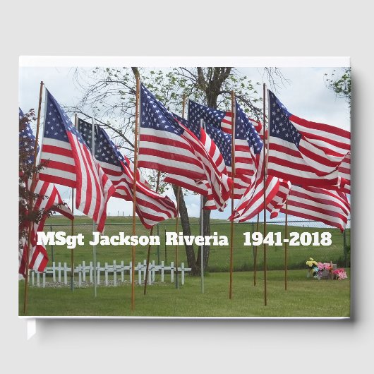 Militaire Memorial voor Amerikaanse vlaggen en kru Gastenboek (Voorkant)