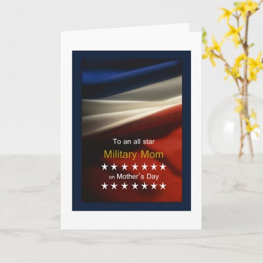 Militaire moeder - Amerikaanse vlag en gedicht Moe Kaart (Gele Bloem)
