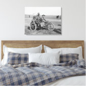 Militaire motorfiets met Pistool van sidecar en ma Canvas Afdruk (Insitu (Slaapkamer))