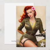  militaire motorfiets pinup Wenskaart Feestdagenkaart (Voorkant / Achterkant)