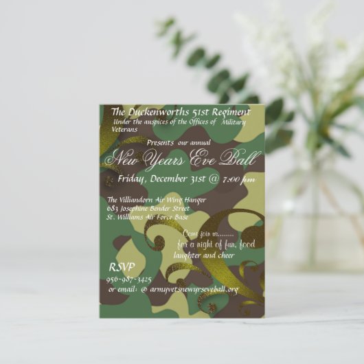 Militaire nieuwe jaren - Uitnodiging om te allen t (Staand voorkant)