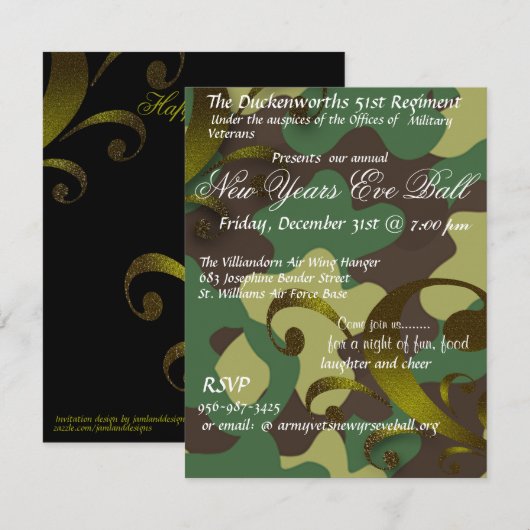 Militaire nieuwe jaren - Uitnodiging om te allen t (Voorkant / Achterkant)