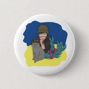 Militaire Oekraïense vrouw Ronde Button 5,7 Cm