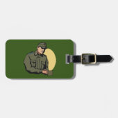 Militaire officier retro leger soldaat bagagelabel (Voorkant horizontaal)