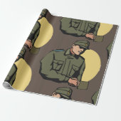 Militaire officier retro leger soldaat cadeaupapier (Uitgerold)