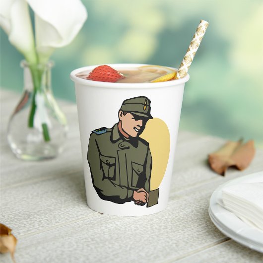 Militaire officier retro leger soldaat papieren bekers