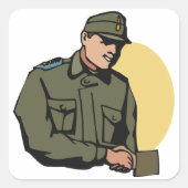 Militaire officier retro leger soldaat vierkante sticker (Voorkant)