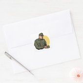 Militaire officier retro leger soldaat vierkante sticker