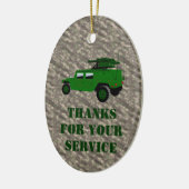 Militaire offroad truck slepen raketwerper keramisch ornament (Links)