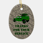 Militaire offroad truck slepen raketwerper keramisch ornament (Achterkant)