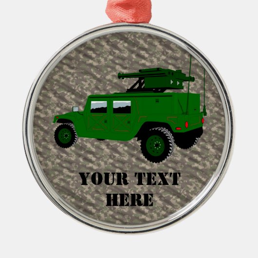 Militaire offroad truck slepen raketwerper metalen ornament (Voorkant)