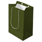 Militaire Olijf- en Witte Stripes Gift Bag Medium Cadeauzakje (Voorkant Gekanteld)