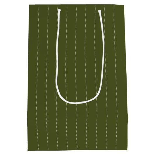 Militaire Olijf- en Witte Stripes Gift Bag Medium Cadeauzakje (Achterkant)