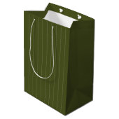 Militaire Olijf- en Witte Stripes Gift Bag Medium Cadeauzakje (Achterkant Gekanteld)
