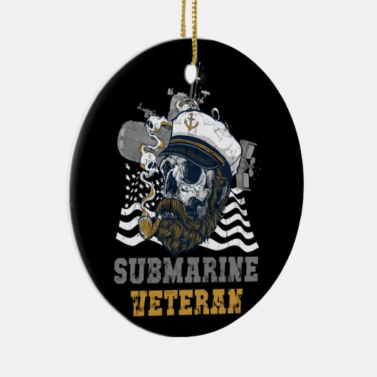 Militaire Onderzeeboot Veteraan Skull Captai Keramisch Ornament (Rechts)