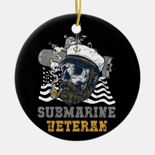 Militaire Onderzeeboot Veteraan Skull Captai Keramisch Ornament (Voorkant)