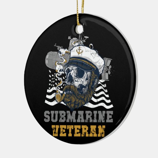 Militaire Onderzeeboot Veteraan Skull Captai Keramisch Ornament (Links)