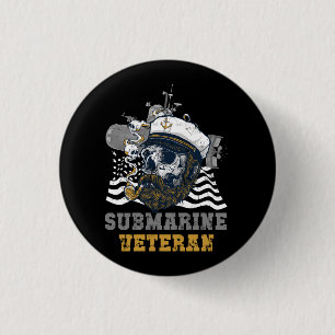 Militaire Onderzeeboot Veteraan Skull Captai Ronde Button 3,2 Cm