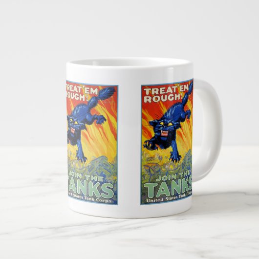  militaire oorlog die zich herstelt met een wilde  grote koffiekop (Voorkant rechts)