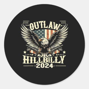 Militaire Outlaw Hillbilly 2024 Amerikaanse verkie Ronde Sticker