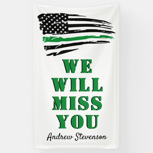 Militaire partij wegtrekken Groene lijn vlag Spandoek (Verticaal)