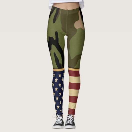 Militaire patriottische Amerikaanse vlag Camo Leggings (Voorkant)