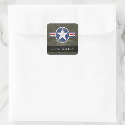  militaire patriottische ster vierkante sticker (Tas)