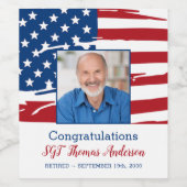 Militaire Pensioenfoto Patriottische Amerikaanse v Wijn Etiket (Enkel label)