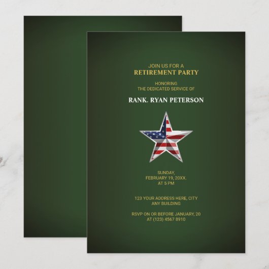 Militaire Pensioenpartij - Patriottische Ster Groe Kaart (Voorkant / Achterkant)